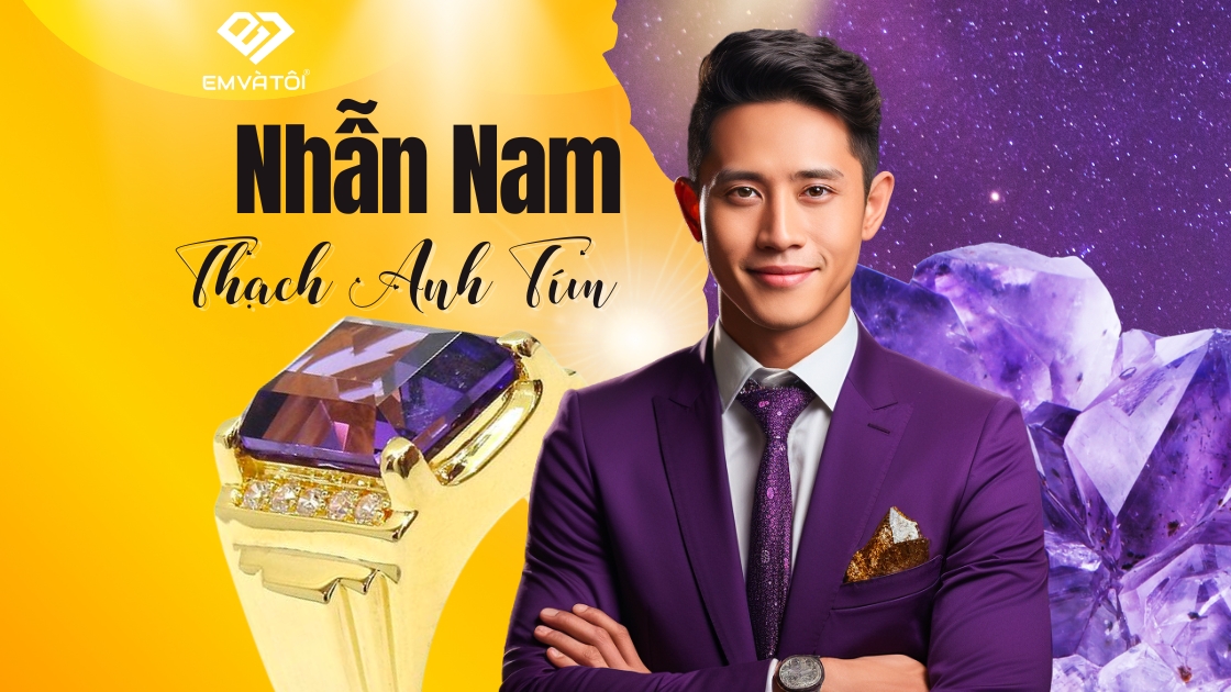 Nhẫn nam thạch anh tím